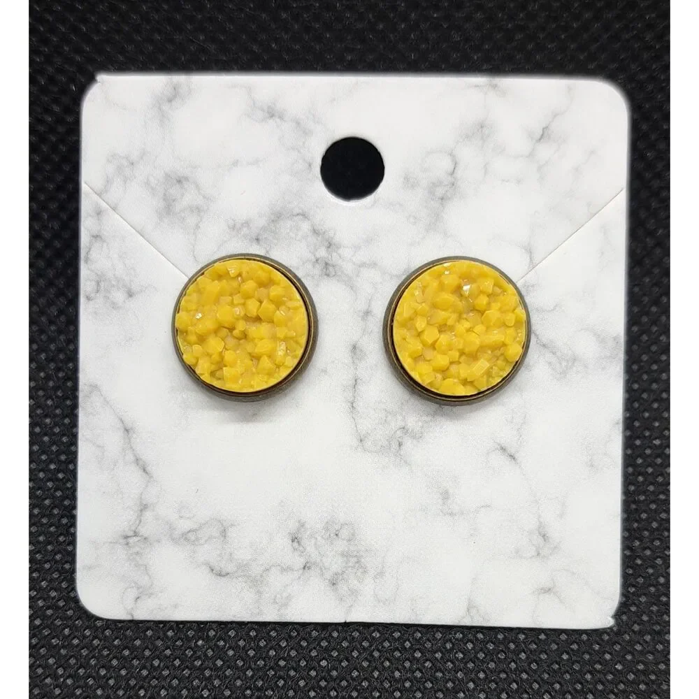 Lot of 4 Pair Druzy Stud Earrings – Multi-Color Set